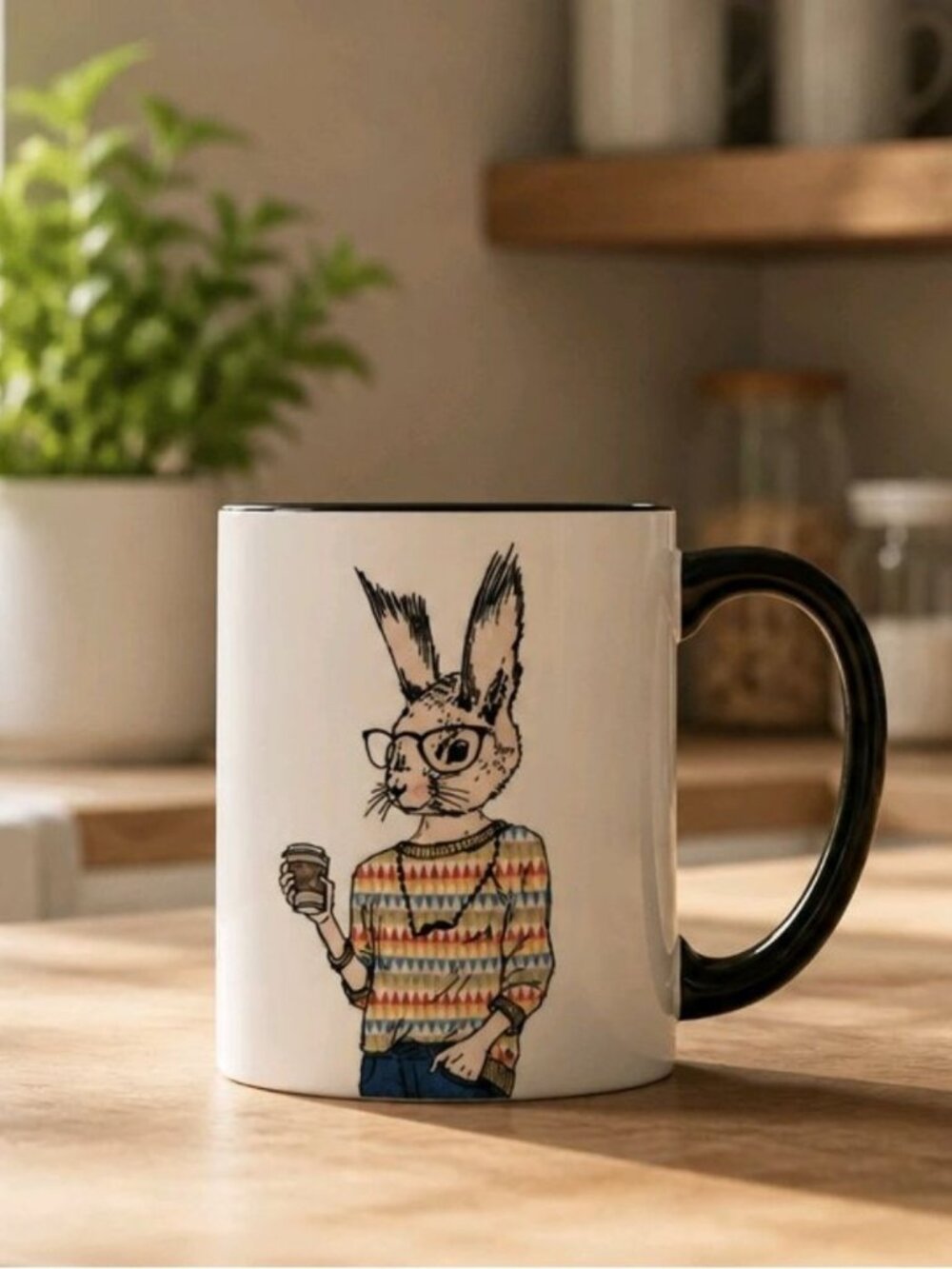 Signature Housewares Hipster Rabbit 16oz Stoneware Mug